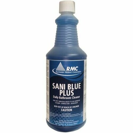 ROCHESTER MIDLAND Bathroom Cleaner, Sani Blue Plus, 1 Quart, Blue RCM11771414